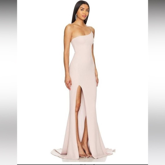 New! Nookie Jasmine One Shoulder Blush Pink Gown Maxi Dress 💗 Size Small NWT! - Picture 2 of 10